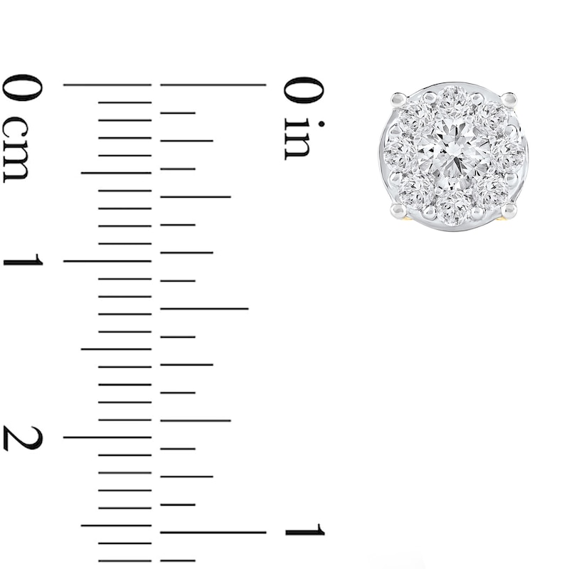 Main Image 4 of 1.00 CT. T.W. Certified Lab-Grown Diamond Composite Stud Earrings in 10K Gold (F/SI2)