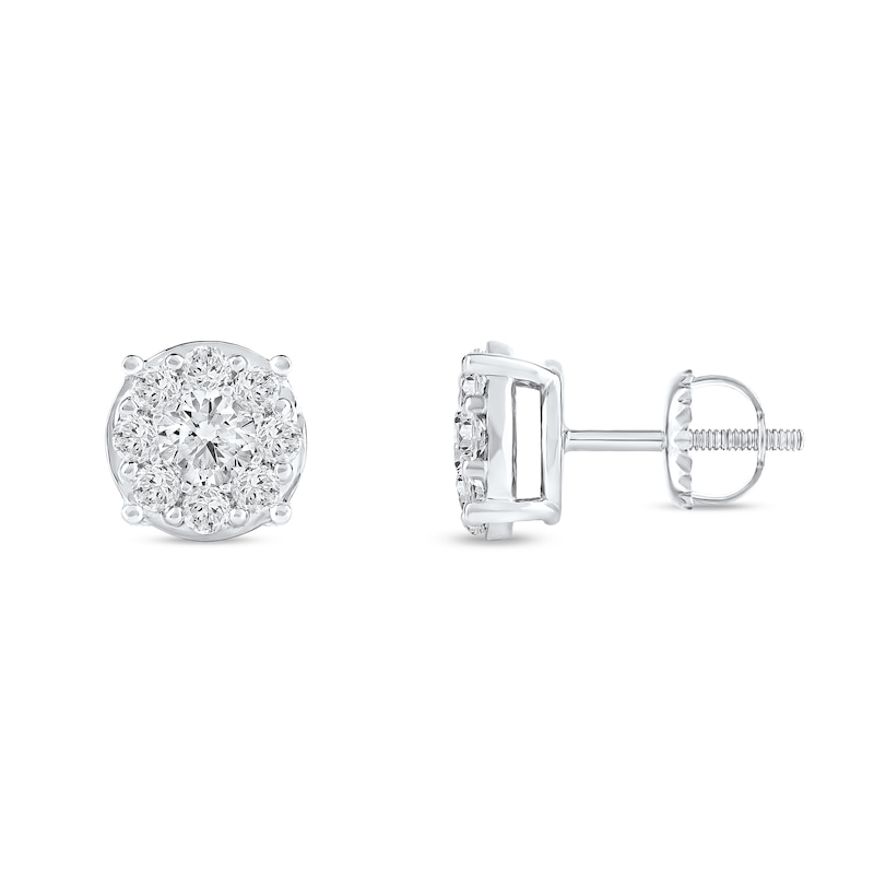Main Image 2 of 1.00 CT. T.W. Certified Lab-Grown Diamond Composite Stud Earrings in 10K White Gold (F/SI2)
