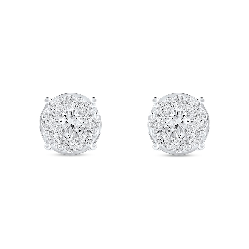 Main Image 3 of 1.00 CT. T.W. Certified Lab-Grown Diamond Composite Stud Earrings in 10K White Gold (F/SI2)