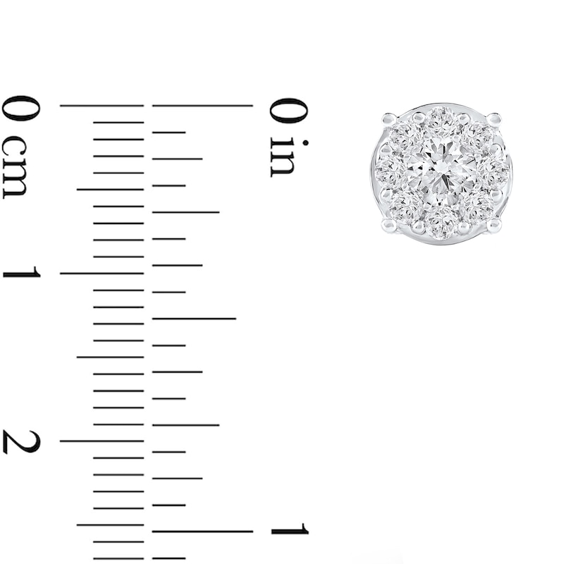 Main Image 4 of 1.00 CT. T.W. Certified Lab-Grown Diamond Composite Stud Earrings in 10K White Gold (F/SI2)