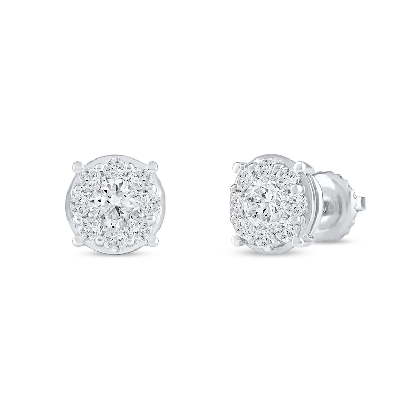 Main Image 1 of 0.80 CT. T.W. Certified Lab-Grown Diamond Composite Stud Earrings in 10K White Gold (F/SI2)