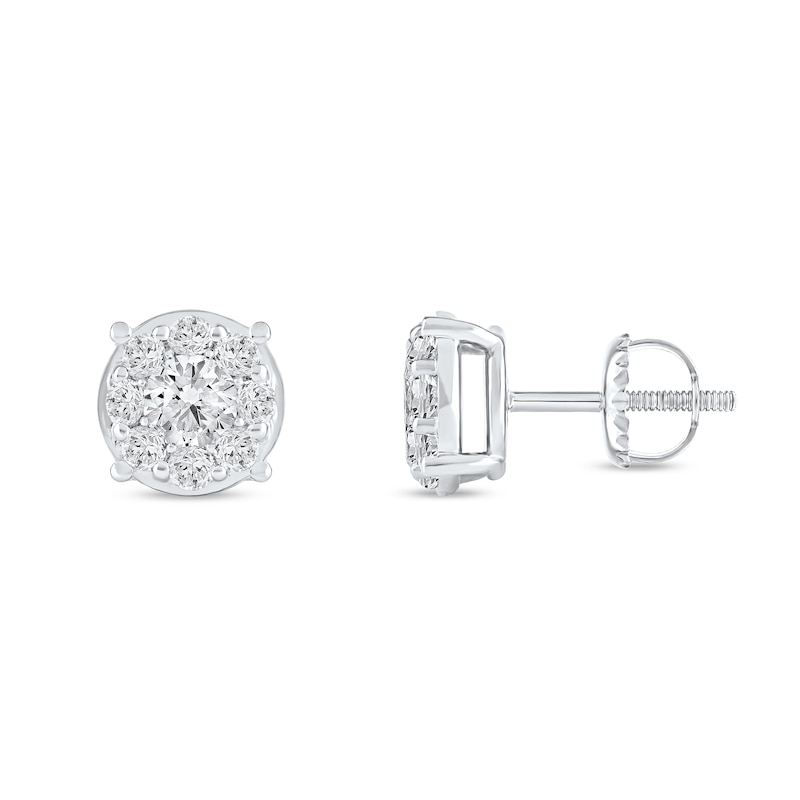 Main Image 2 of 0.80 CT. T.W. Certified Lab-Grown Diamond Composite Stud Earrings in 10K White Gold (F/SI2)