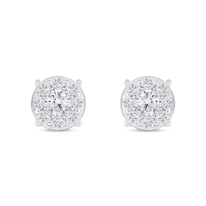 Main Image 3 of 0.80 CT. T.W. Certified Lab-Grown Diamond Composite Stud Earrings in 10K White Gold (F/SI2)