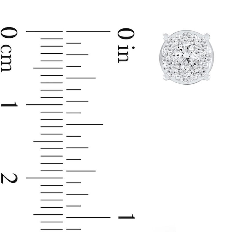 Main Image 4 of 0.80 CT. T.W. Certified Lab-Grown Diamond Composite Stud Earrings in 10K White Gold (F/SI2)