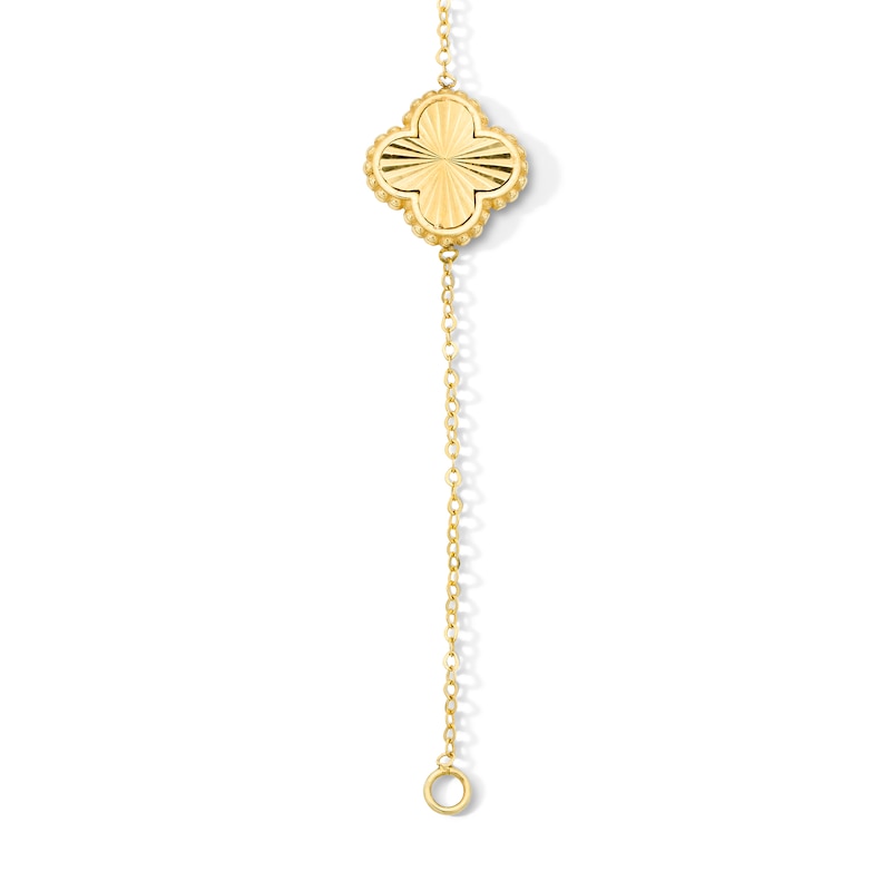 Main Image 3 of Diamond-Cut Quatrefoil Station Bracelet in Solid 10K Gold - 7.25"