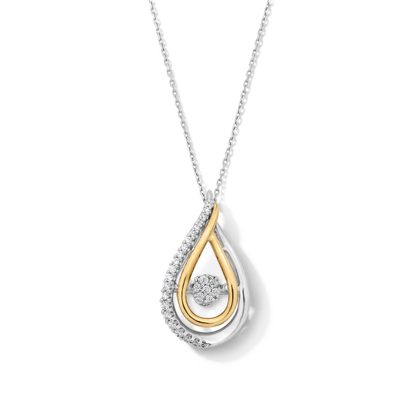 Main Image 1 of Unstoppable Love™ 0.20 CT. T.W. Certified Lab-Grown Multi-Diamond Teardrop Pendant in 10K Two-Tone Gold (F/SI2)