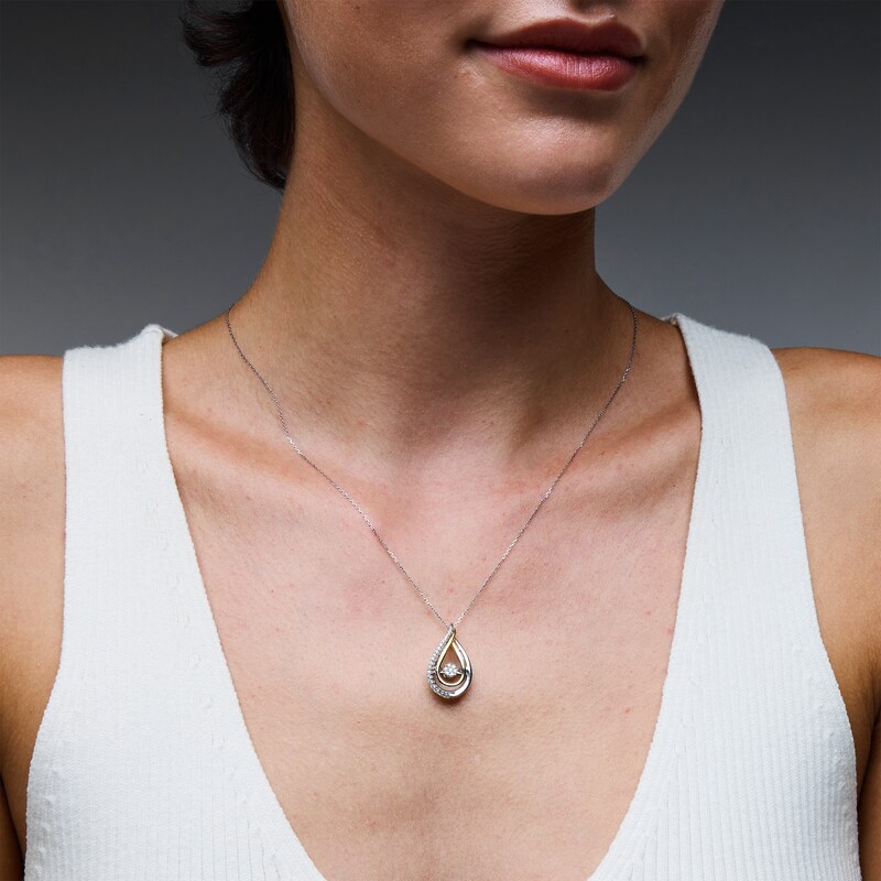 Main Image 2 of Unstoppable Love™ 0.20 CT. T.W. Certified Lab-Grown Multi-Diamond Teardrop Pendant in 10K Two-Tone Gold (F/SI2)