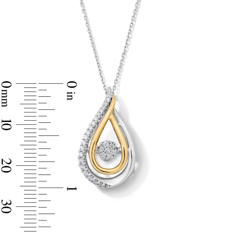 Main Image 4 of Unstoppable Love™ 0.20 CT. T.W. Certified Lab-Grown Multi-Diamond Teardrop Pendant in 10K Two-Tone Gold (F/SI2)