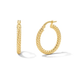 18.0mm Textured Twist Hoop Earrings in Hollow 10K Gold
