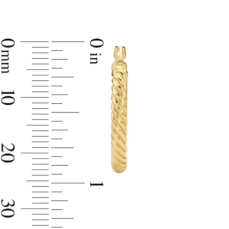 18.0mm Textured Twist Hoop Earrings in Hollow 10K Gold