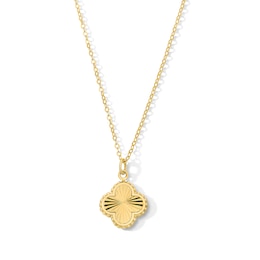 Diamond-Cut Quatrefoil Pendant in Solid 10K Gold