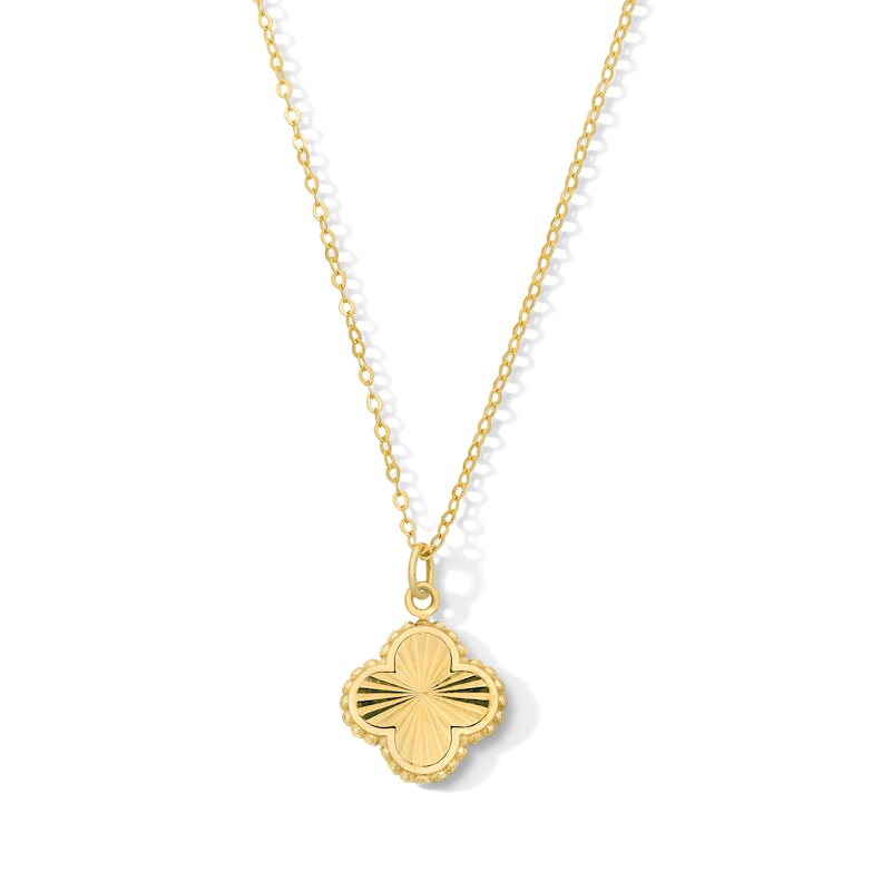 Main Image 1 of Diamond-Cut Quatrefoil Pendant in Solid 10K Gold