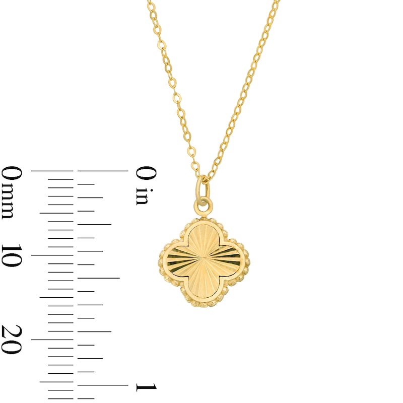 Main Image 3 of Diamond-Cut Quatrefoil Pendant in Solid 10K Gold