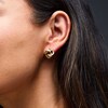 Thumbnail Image 2 of Square Tube Love Knot Stud Earrings in Hollow 10K Two-Tone Gold