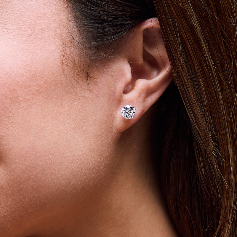 3.00 CT. T.W. Certified Lab-Grown Diamond Solitaire Stud Earrings in 14K White Gold (F/SI2) 7.0mm