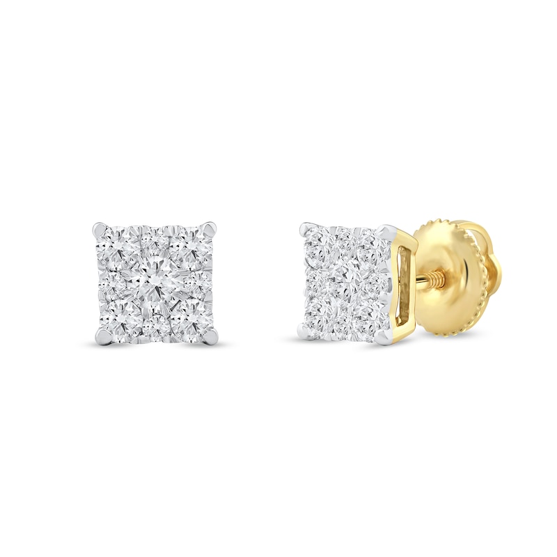 Main Image 1 of 0.50 CT. T.W. Certified Lab-Grown Diamond Square Frame Stud Earrings in 10K Gold (F/SI2)