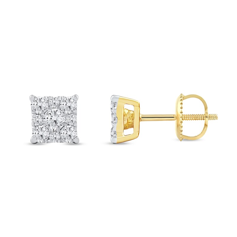 Main Image 2 of 0.50 CT. T.W. Certified Lab-Grown Diamond Square Frame Stud Earrings in 10K Gold (F/SI2)