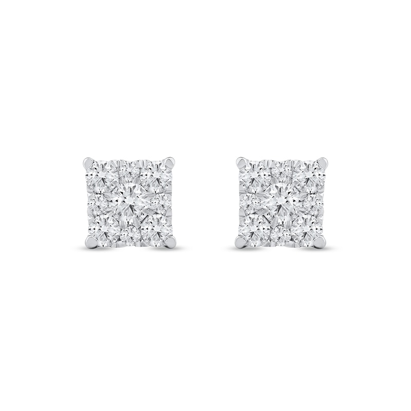 Main Image 3 of 0.50 CT. T.W. Certified Lab-Grown Diamond Square Frame Stud Earrings in 10K Gold (F/SI2)