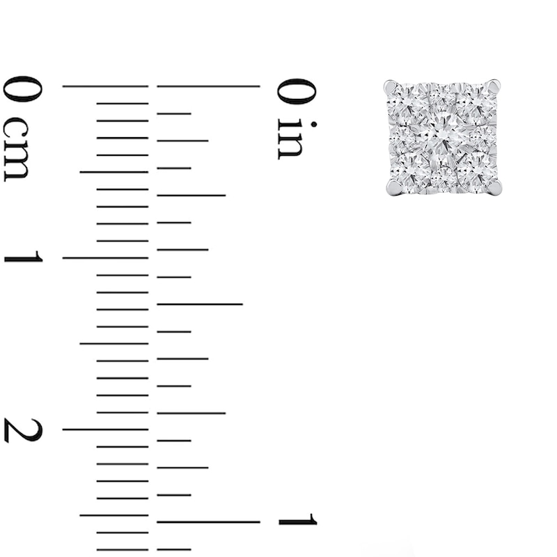 Main Image 4 of 0.50 CT. T.W. Certified Lab-Grown Diamond Square Frame Stud Earrings in 10K Gold (F/SI2)