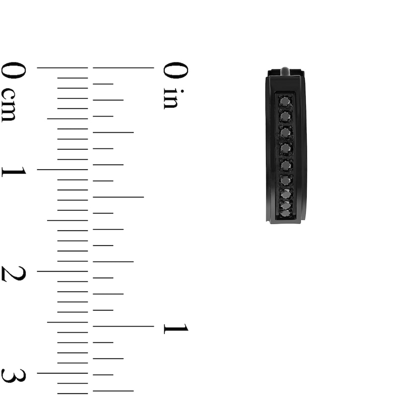 Main Image 3 of 0.15 CT. T.W. Black Diamond Hoop Earrings in Black Ion-Plated Stainless Steel