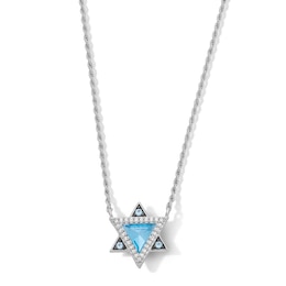 Limor Mindful Jewellery Swiss Blue Topaz and 0.085 CT. T.W. Diamond Necklace in Sterling Silver