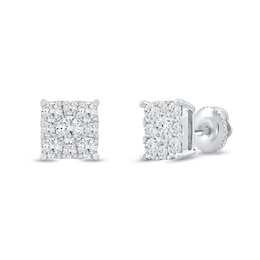1.00 CT. T.W. Certified Lab-Grown Diamond Square Frame Stud Earrings in 10K White Gold (F/SI2)