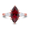 Thumbnail Image 3 of Marquise-Cut Lab Created Ruby and 0.45 CT. T.W. Pear-Shaped Certified Lab-Grown Diamond Ring in 10K Rose Gold (F/SI2)