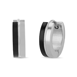 Huggie Hoop Earrings in Two-Tone Stainless Steel