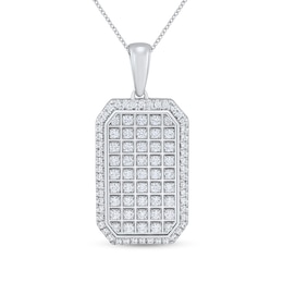 1.45 CT. T.W. Certified Lab-Grown Diamond Dog Tag Necklace Charm in 10K White Gold (F/VS2)