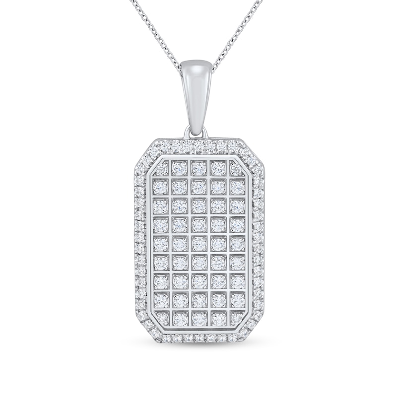1.45 CT. T.W. Certified Lab-Grown Diamond Dog Tag Necklace Charm in 10K White Gold (F/VS2)