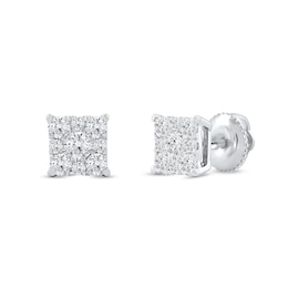 0.50 CT. T.W. Certified Lab-Grown Diamond Square Frame Stud Earrings in 10K White Gold (F/SI2)