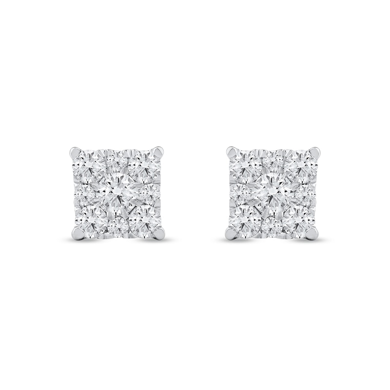 Main Image 3 of 0.50 CT. T.W. Certified Lab-Grown Diamond Square Frame Stud Earrings in 10K White Gold (F/SI2)