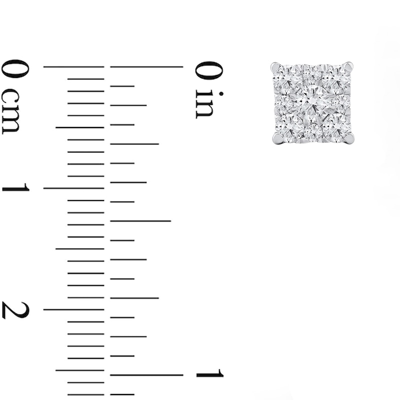Main Image 4 of 0.50 CT. T.W. Certified Lab-Grown Diamond Square Frame Stud Earrings in 10K White Gold (F/SI2)