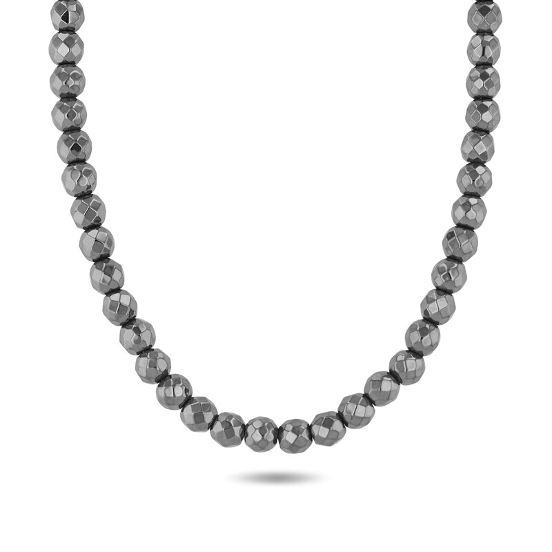 Main Image 1 of Hematite Bead Strand Necklace in Stainless Steel - 20”