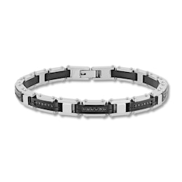 0.50 CT. T.W. Black Diamond Link Bracelet in Two-Tone Solid Stainless Steel - 8.5”