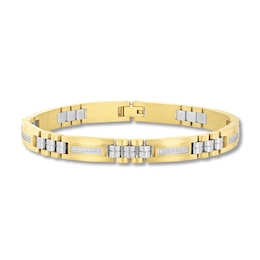 0.25 CT. T.W. Diamond Link Bracelet in Two-Tone Solid Stainless Steel - 8.62”