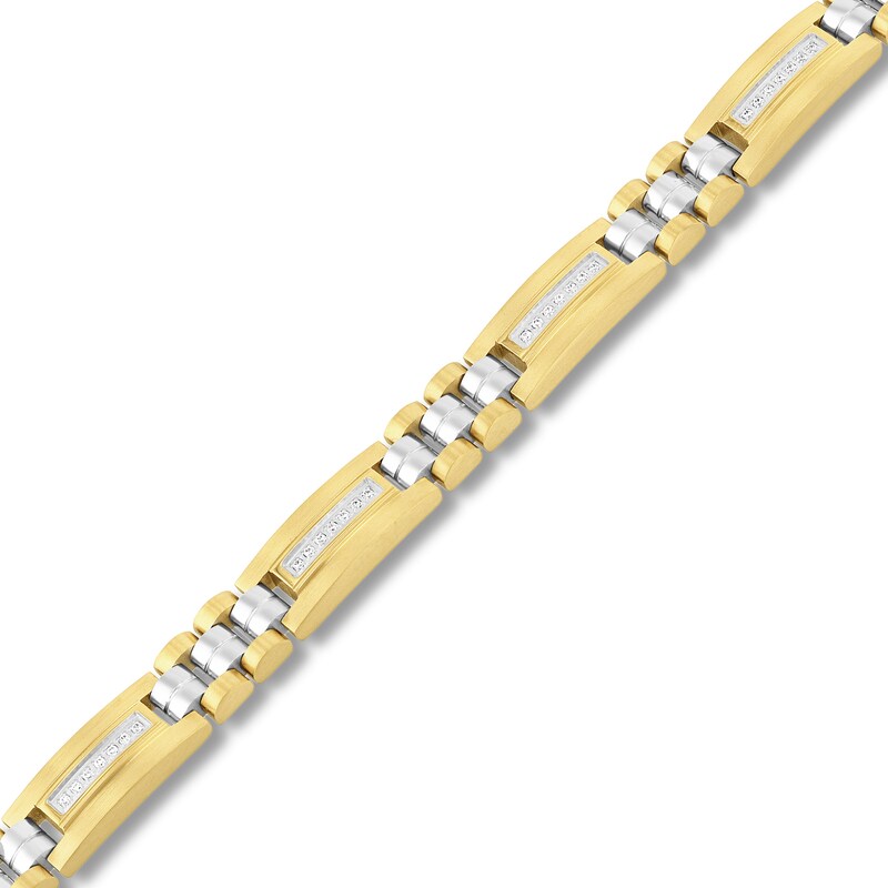 Main Image 2 of 0.25 CT. T.W. Diamond Link Bracelet in Two-Tone Solid Stainless Steel - 8.62”