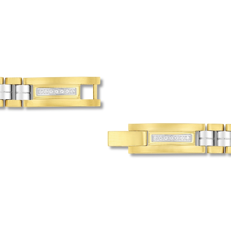 Main Image 3 of 0.25 CT. T.W. Diamond Link Bracelet in Two-Tone Solid Stainless Steel - 8.62”