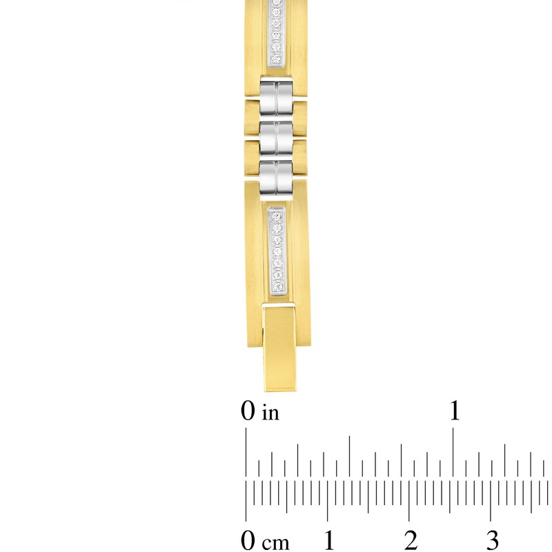 Main Image 4 of 0.25 CT. T.W. Diamond Link Bracelet in Two-Tone Solid Stainless Steel - 8.62”