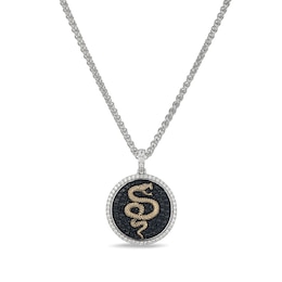 0.80 CT. T.W. Black and White Diamond Frame Snake Pendant in Sterling Silver and 10K Gold - 20"