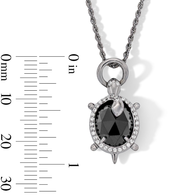 Main Image 3 of Limor Mindful Jewellery Onyx and 0.115 CT. T.W. Diamond Turtle Pendant in Black Rhodium-Plated Sterling Silver