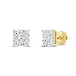 1.00 CT. T.W. Certified Lab-Grown Diamond Square Frame Stud Earrings in 10K Gold (F/SI2)