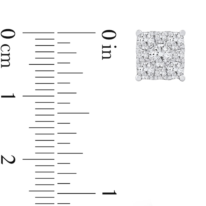 Main Image 4 of 1.00 CT. T.W. Certified Lab-Grown Diamond Square Frame Stud Earrings in 10K Gold (F/SI2)
