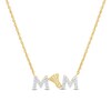 Thumbnail Image 1 of White Lab-Created Sapphire “Mom” Shuttlecock Necklace in Sterling Silver with 14K Gold Plate