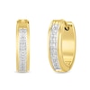 Thumbnail Image 1 of 0.15 CT. T.W. Diamond Hoop Earrings in Two-Tone Stainless Steel