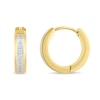 Thumbnail Image 2 of 0.15 CT. T.W. Diamond Hoop Earrings in Two-Tone Stainless Steel
