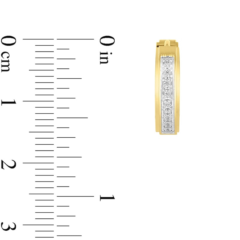 Main Image 3 of 0.15 CT. T.W. Diamond Hoop Earrings in Two-Tone Stainless Steel