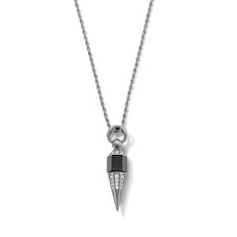 Limor Mindful Jewellery Black Onyx and 0.18 CT. T.W. Diamond Pendant in Black Rhodium-Plated Sterling Silver - 26”
