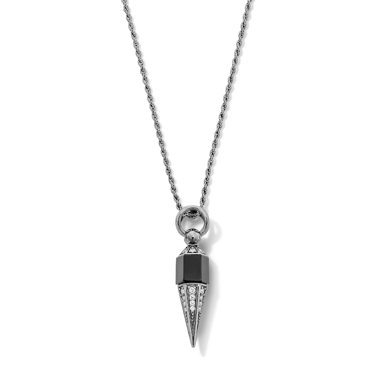 Main Image 1 of Limor Mindful Jewellery Black Onyx and 0.18 CT. T.W. Diamond Pendant in Black Rhodium-Plated Sterling Silver - 26”