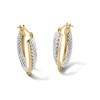 Thumbnail Image 1 of 15.0mm Two-Tone Crossover Hoop Earrings in Hollow 10K Gold